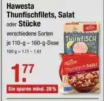 V Markt Hawesta Thunfischfilets, Salat oder Stücke 110-160g Angebot