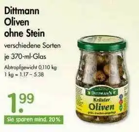 V Markt Dittmann Oliven Ohne Stein 370ml Angebot