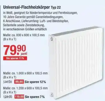 V Baumarkt Universal Flachheizkörper Typ 22 Angebot