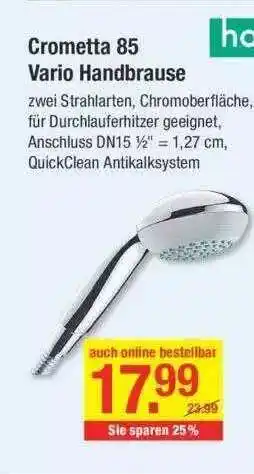 V Baumarkt Crometta 85 Vario Handbrause Angebot