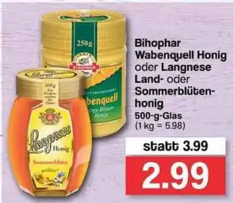 Famila Nord West Bihophar Wabenquell Honig Oder Langnese Land- Oder Sommerblütenhonig 500g Angebot