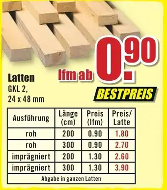 B1 Discount Baumarkt Latten 24x48 mm Angebot