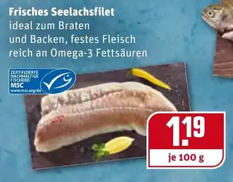 REWE Center Frisches Seelachsfilet 100g Angebot