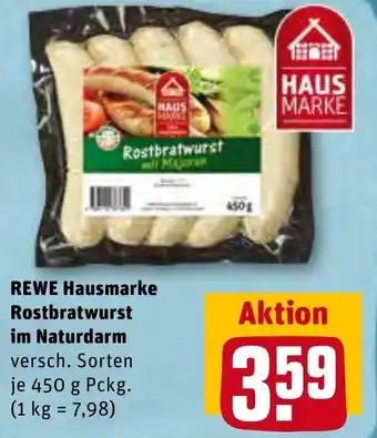 REWE Center Rewe Hausmarke Rostbratwurst im Naturdarm 450 g Pckg. Angebot