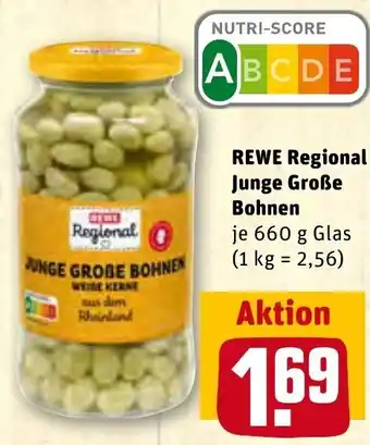 REWE Center Rewe Regional Junge Große Bohnen 660 g Glas Angebot