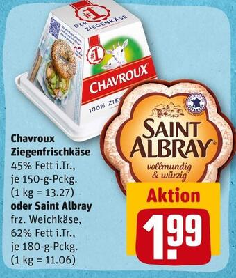 REWE Chavroux oder saint albray ziegenfrischkäse oder weichkäse Angebot