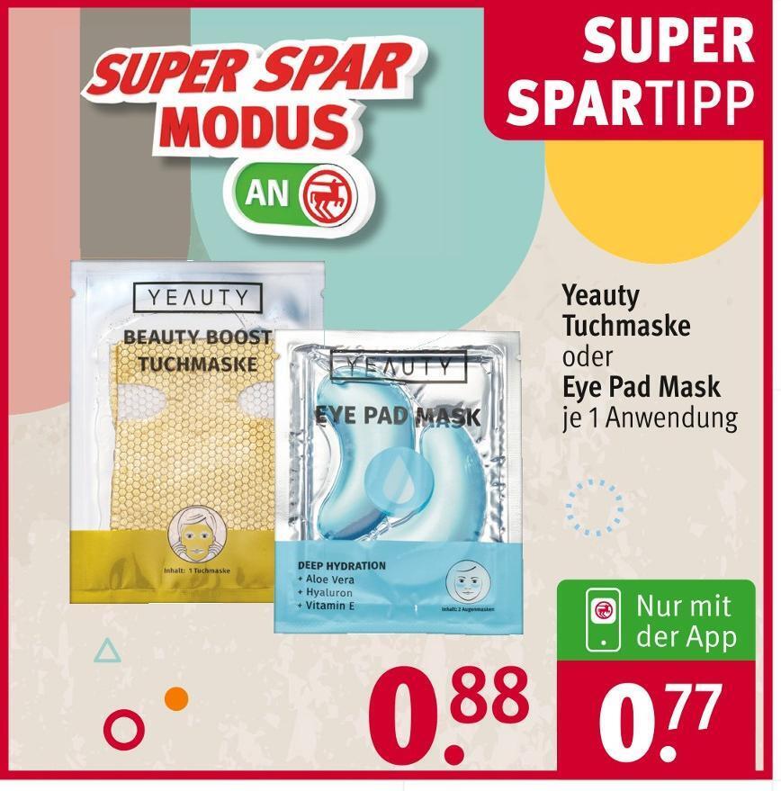 Yeauty tuchmaske oder eye pad mask Angebot bei Rossmann