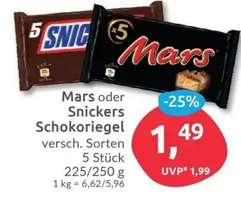 Budni Mars oder Snickers Schokoriegel 225/250 g Angebot