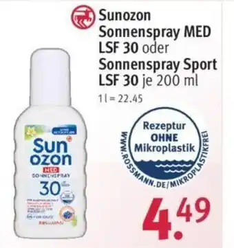 Rossmann Sunozon Sonnenspray MED LSF 30 o. Sonnenspray Sport LSF 30 200ml Angebot