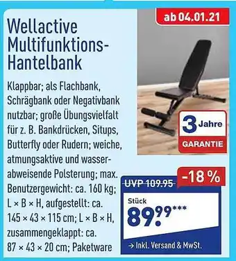 Aldi Nord Wellactive Multifunktions-hantelbank Angebot