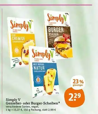 tegut Simply V Genießer- Oder Burger-scheiben Angebot