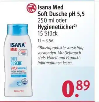 Rossmann Isana Soft Dusche pH 5.5 250ml Hygienetucher 15st Angebot