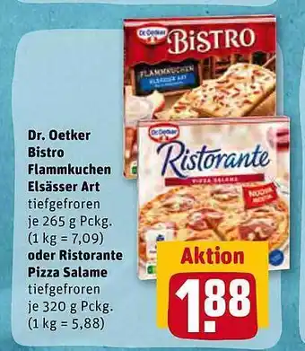 REWE Kaufpark Dr. Oetker Bistro Flammkuchen Elsässer Art Oder Ristorante Pizza Salame Angebot