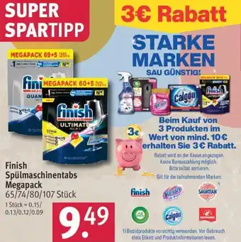 Rossmann Finish Spulmaschinentabs 65/74/80/107st Angebot