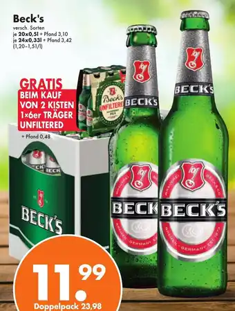 Trink und Spare Beck's 20*500/24*330ml Angebot