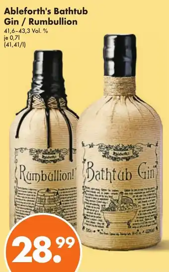 Trink und Spare Ableforth's Bathtub Gin / Rumbullion 700ml Angebot