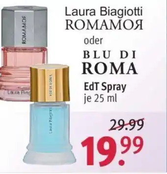 Rossmann Laura Biagiotti Romamor oder Blu Di Roma EdT Spray 25 ml Angebot