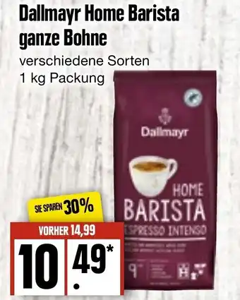 Edeka Frischemarkt Dallmayr Home Barista ganze Bohne 1 kg Packung Angebot