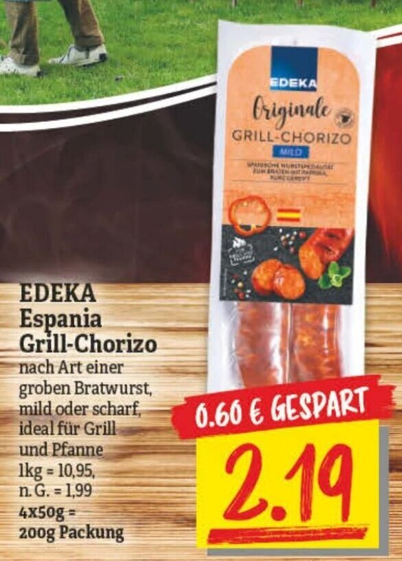 Edeka Espania Grill Chorizo 200g Packung Angebot bei NP Discount