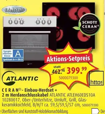 ROLLER Atlantic Ceran - Einbau Herdset + 2 m Herdanschlusskabel Angebot