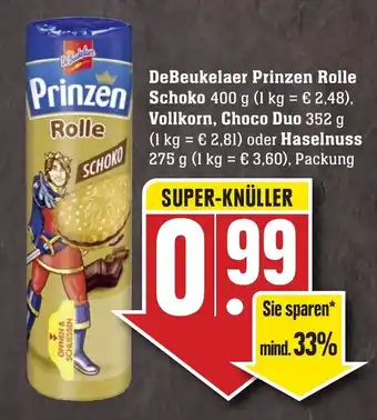 Edeka Neukauf DeBeukelaer Prinzen Rolle Schoko 400g, Vollkorn, Choco Duo 352g oder Haselnuss 275g Packung Angebot