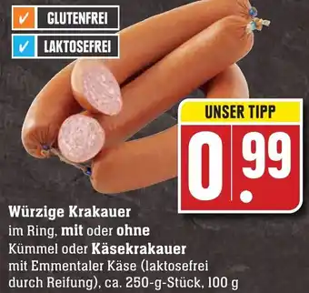 Edeka Neukauf Würzige Krakauer im Ring mit oder ohne Kümmel oder Käsekrakauer 250 g Stück Angebot