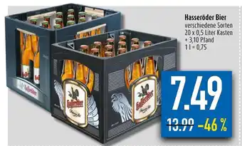 diska Hasseröder Bier 20x0,5 Liter Kasten Angebot