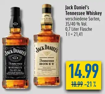 diska Jack Daniel's Tennessee Whiskey 0,7 Liter Flasche Angebot