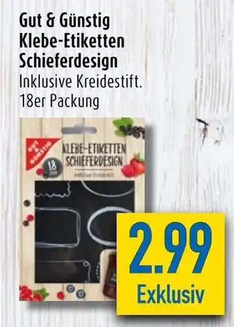 diska Gut & Günstig Klebe Etiketten Schieferdesign 18er Packung Angebot