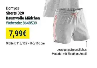 Decathlon Domyos Shorts 320 Baumwolle Mädchen Angebot