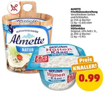 PENNY Almette Frischkäsezubereitung 150 g Becher oder Gervais Hüttenkäse 200 g Becher Angebot