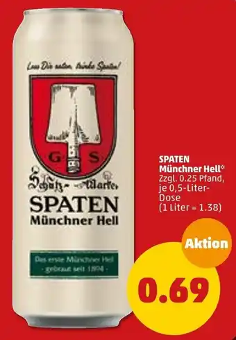 PENNY Spaten Münchner Hell 0,5 Liter Dose Angebot