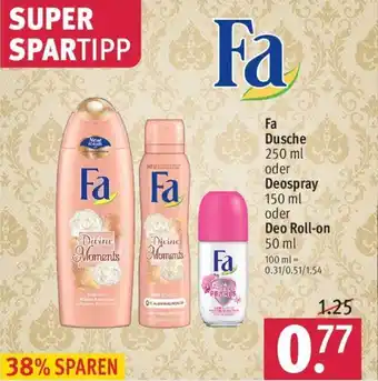 Rossmann Fa Dusche 250 ml oder Deospray 150 ml oder Deo Roll-on 50 ml Angebot