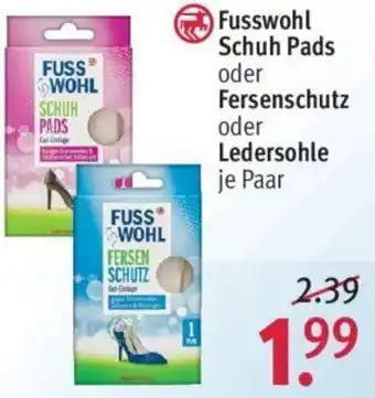 Rossmann Fusswohl Schuh Pads oder Fersenschutz oder Ledersohle je Paar Angebot