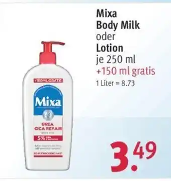 Rossmann Mixa Body Milk oder Lotion 250 ml + 150 ml gratis Angebot