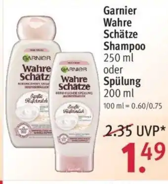 Rossmann Garnier Wahre Schätze Shampoo 250 ml oder Spülung 200 ml Angebot