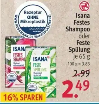 Rossmann Isana Festes Shampoo oder Fests Spülung 65 g Angebot