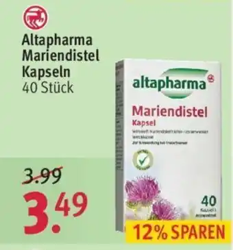 Rossmann Altapharma Mariendistel Kapseln 40 Stück Angebot