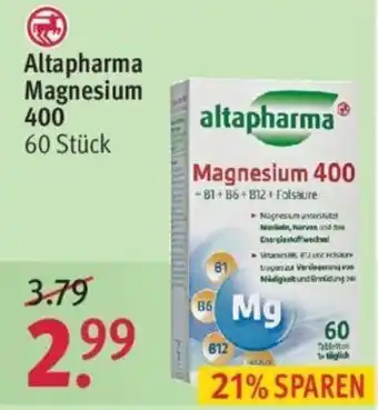 Rossmann Altapharma Magnesium 400 60 Stück Angebot