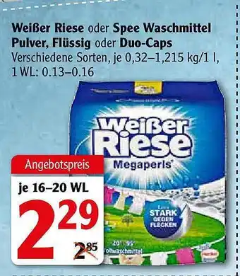 Globus Weiẞer Riese oder Spee Waschmittel Angebot