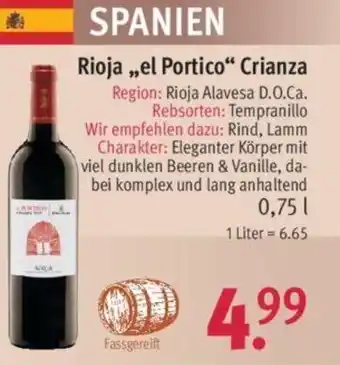 Rossmann Spanien Rioja,,el Portico'' Crianza Angebot