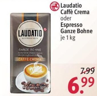 Rossmann Laudatio Caffè Crema oder Espresso Ganze Bohne  1 kg Angebot