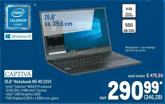 METRO Captiva Notebook 15.6" | N5 40 21V1 Angebot