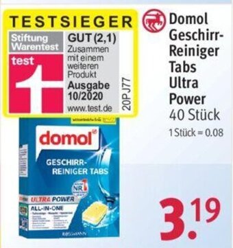Rossmann Domol Geschirr Reiniger Tabs Ultra Power Angebot