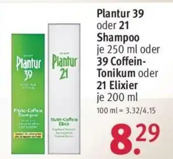 Rossmann Plantur 39 oder 21 Shampoo 250 ml oder 39 Coffein Tonikum oder 21 Elixier 200 ml Angebot