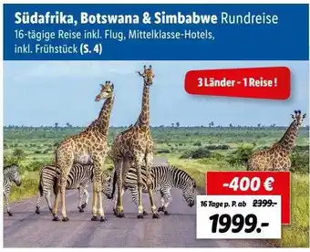 Lidl Reisen Südafrika, Botswana & Simbabwe Rundreise Angebot