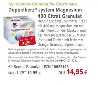 Apotal Doppelherz System Magnesium 400 Citrat Granulat Angebot