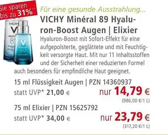 Apotal Vichy Minéral 89 Hyaluron-boost Augen Oder Elixier Angebot