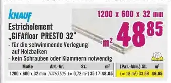 Hornbach Knauf Estrichelement „gifafloor Presto 32“ Angebot