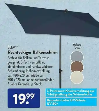 Aldi Süd Belavi Rechteckiger Balkonschirm Angebot